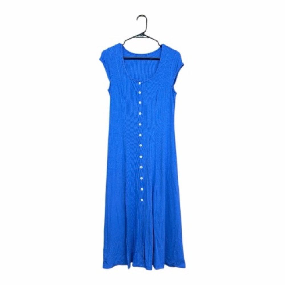 Vibrant Blue Cap Sleeve Maxi Dress